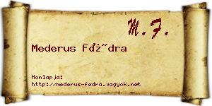 Mederus Fédra névjegykártya